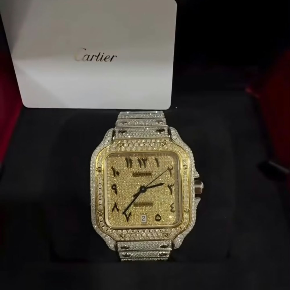 Cartier Santos Endiamantado · Acero bicolor, engaste completo
